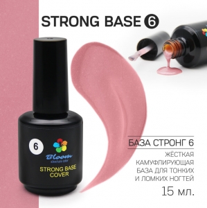 База Bloom STRONG Base COVER каучуковая холодно розовый с блестками #6 15мл.
